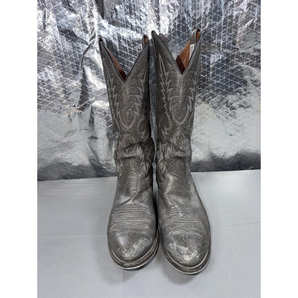 Nocona Boots Other - Nocona Western Boots Mens Size 8 Gray Leather Pull On Round Toe USA Cowboy